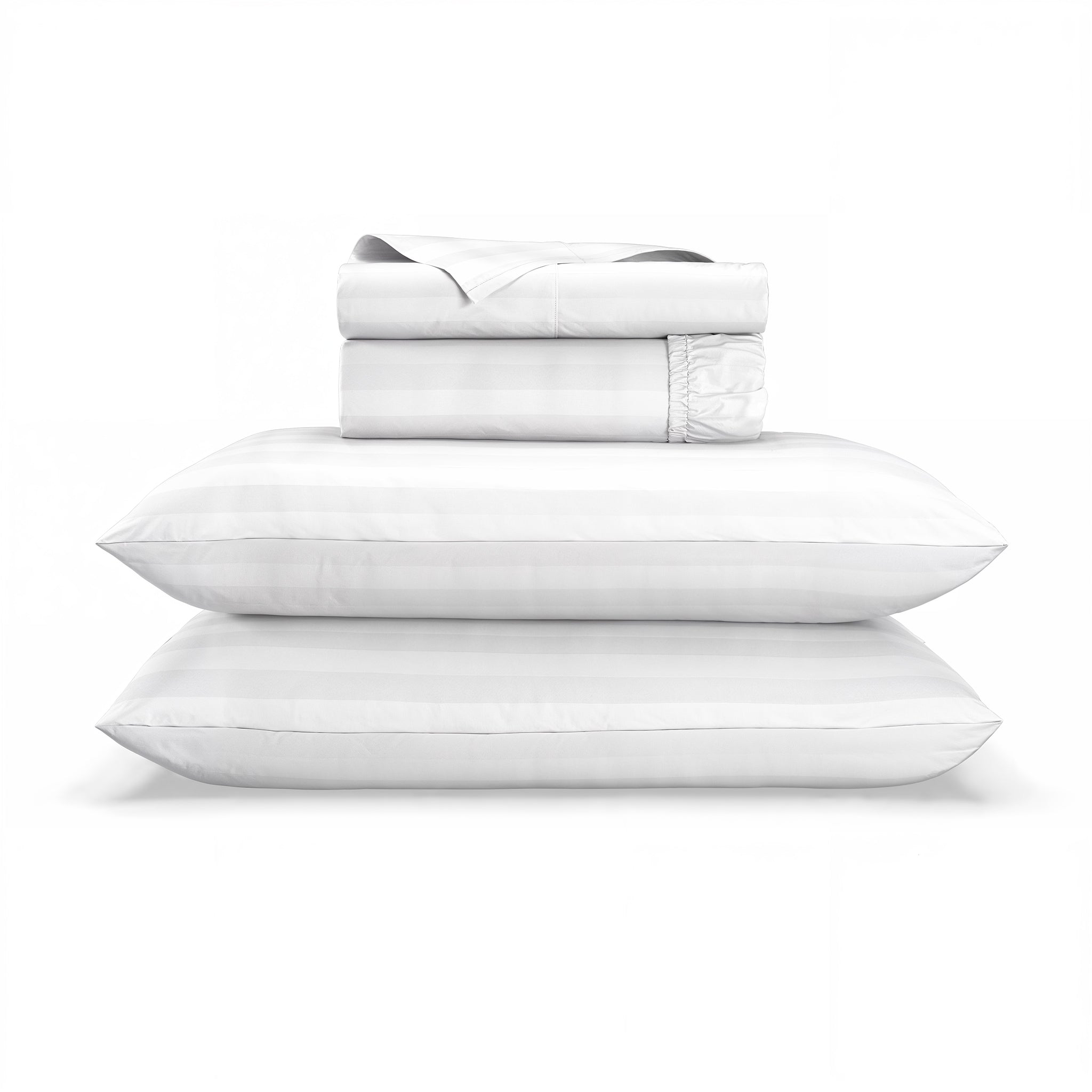 Queen Anne 300 Thread Count Long-Staple Cotton Percale Sheets – Sateen Stripe, Hotel-Quality Cooling Bed Sheets