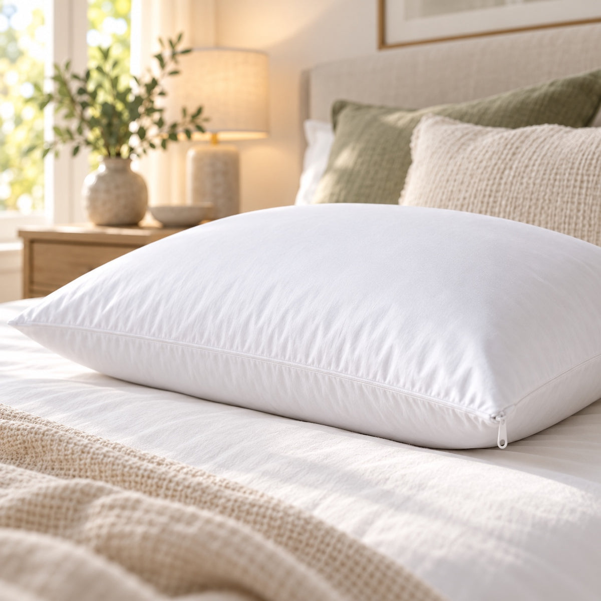 Queen Anne 100% Cotton Zippered Pillow Protectors, Set of 2
