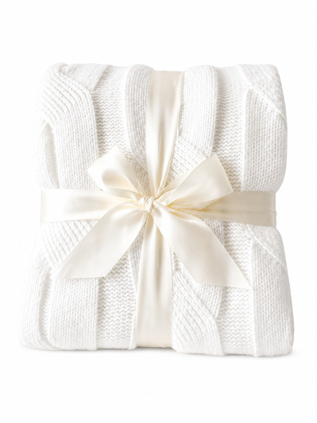 Cable knit faux cashmere throw blanket