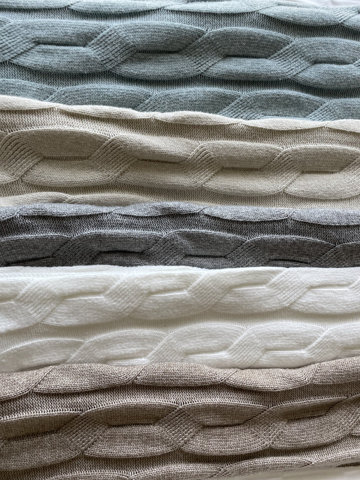 Cable knit faux cashmere throw blanket