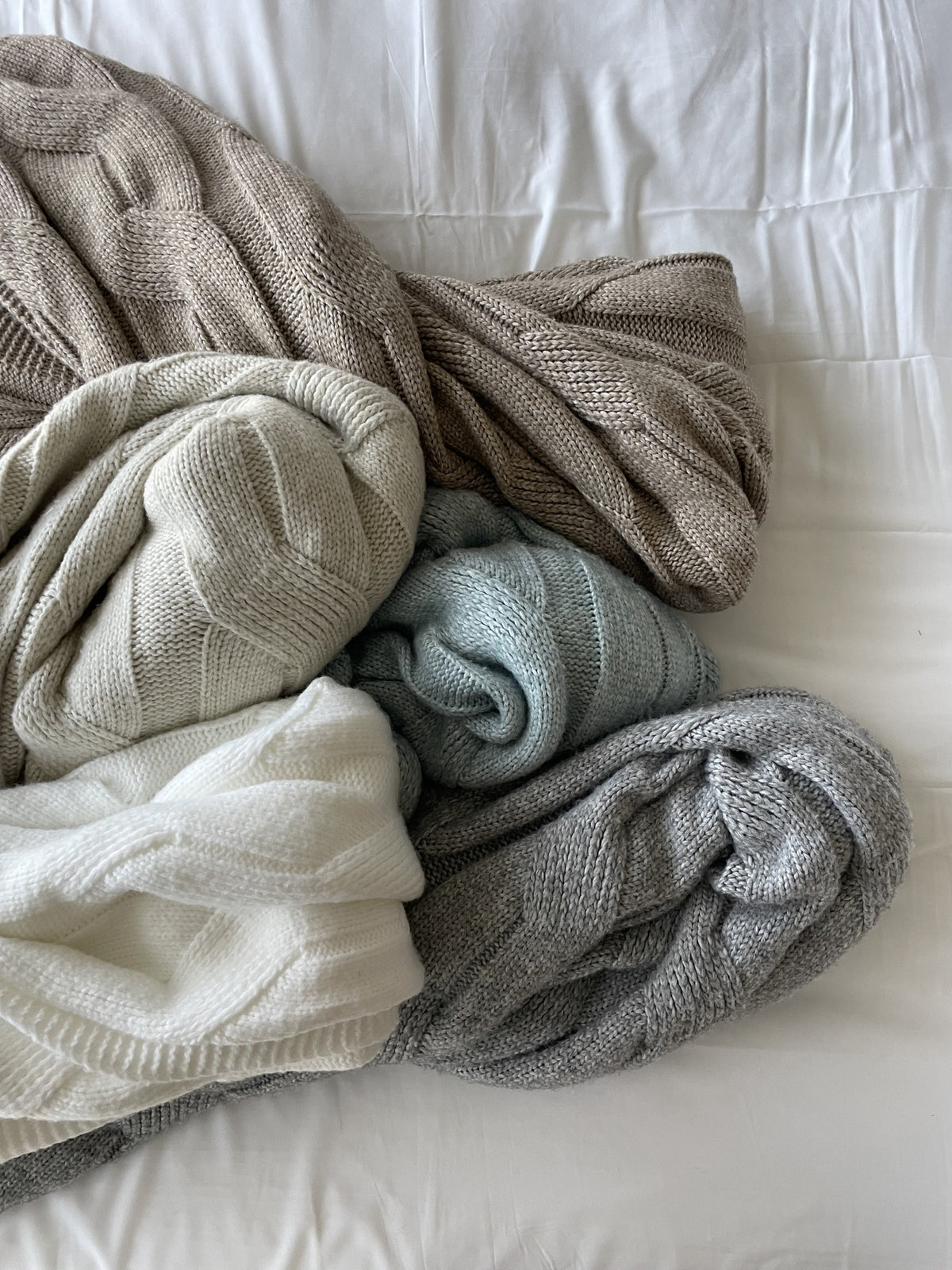 Cable knit faux cashmere throw blanket