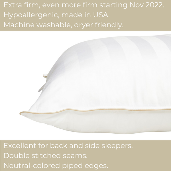 Extra Firm Polyester Bed Pillow – High Loft, Firm Density, Tall Pillows