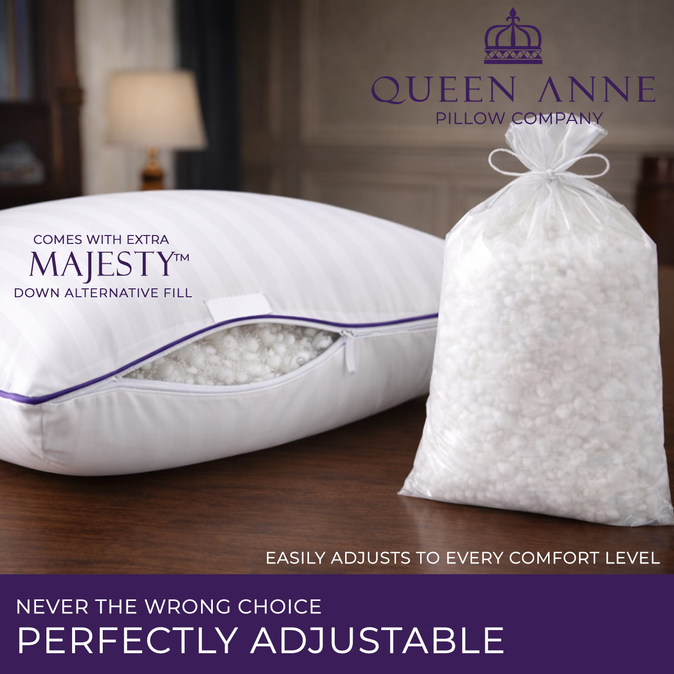 Majesty™ Down Alternative Hypoallergenic Pillow (Adjustable)