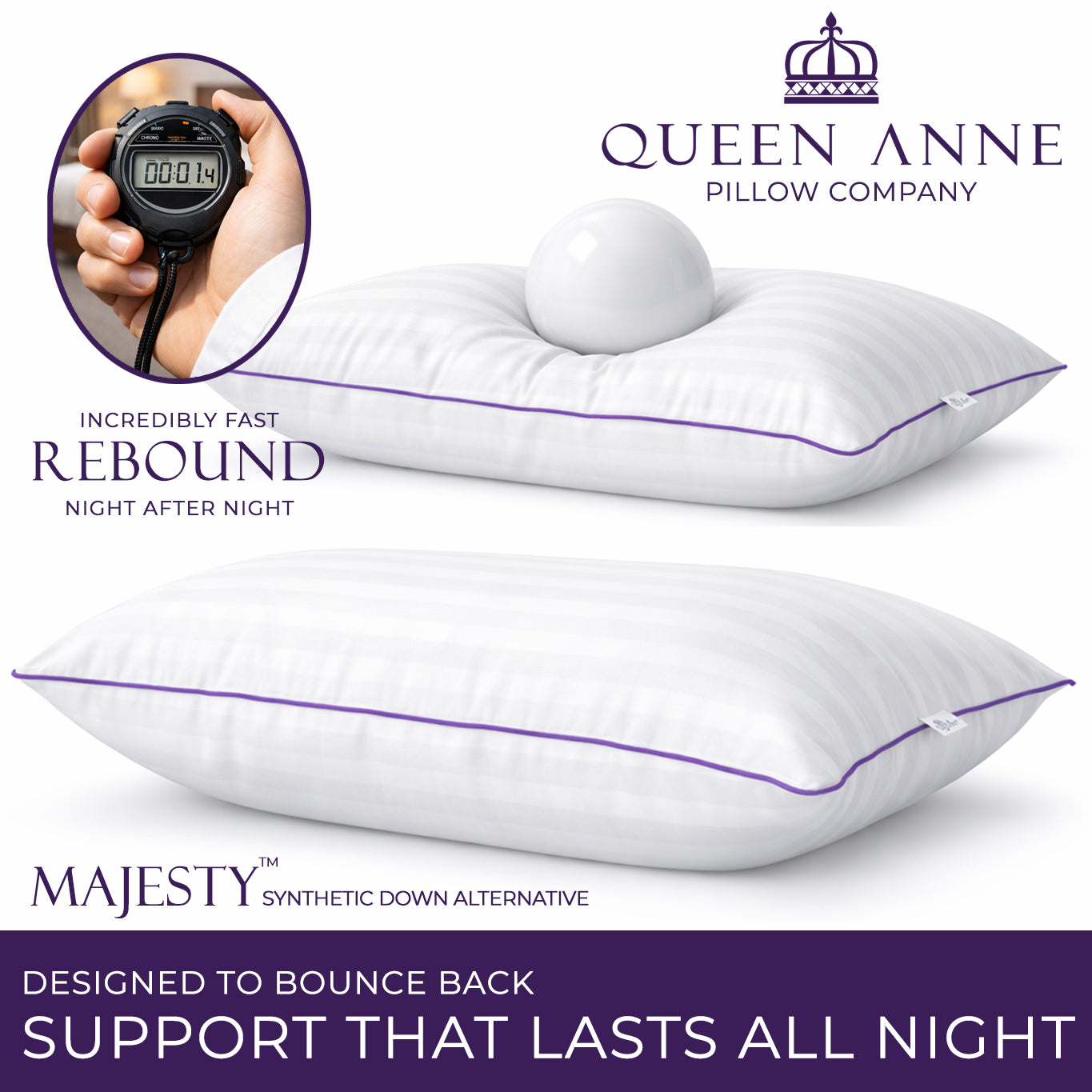 Majesty™ Down Alternative Hypoallergenic Pillow (Adjustable)