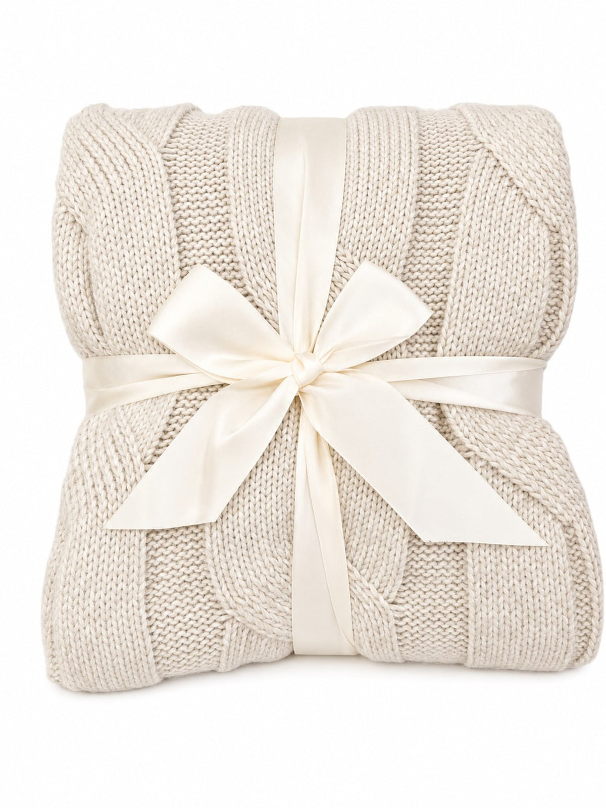 Cable knit faux cashmere throw blanket