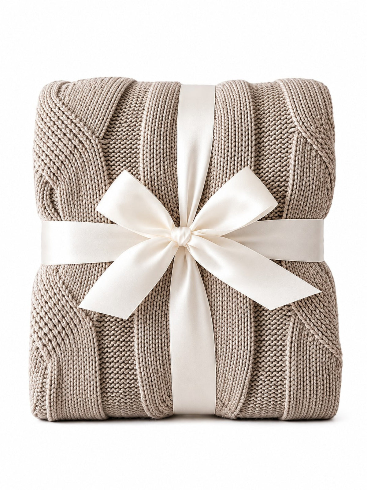 Cable knit faux cashmere throw blanket