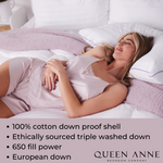 Queen Anne Loftking High Density Fill Pillow - Hypoallergenic - Extra Firm Support - USA Made (King Size)