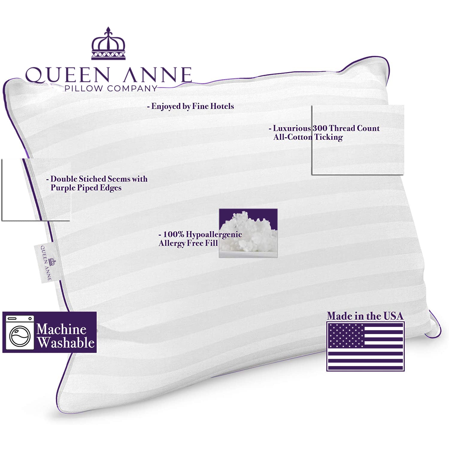 Majesty Down – Synthetic Down Hypoallergenic Pillow - Two Pack