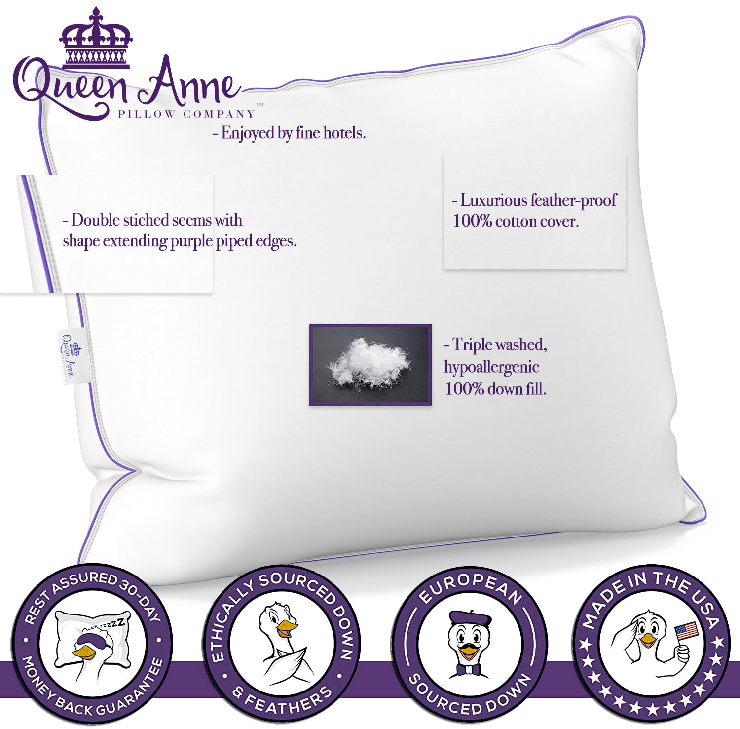 The Original Queen Anne Pillow 100 Ethical Goose Down Bed Pillows Queen Anne Bedroom Company